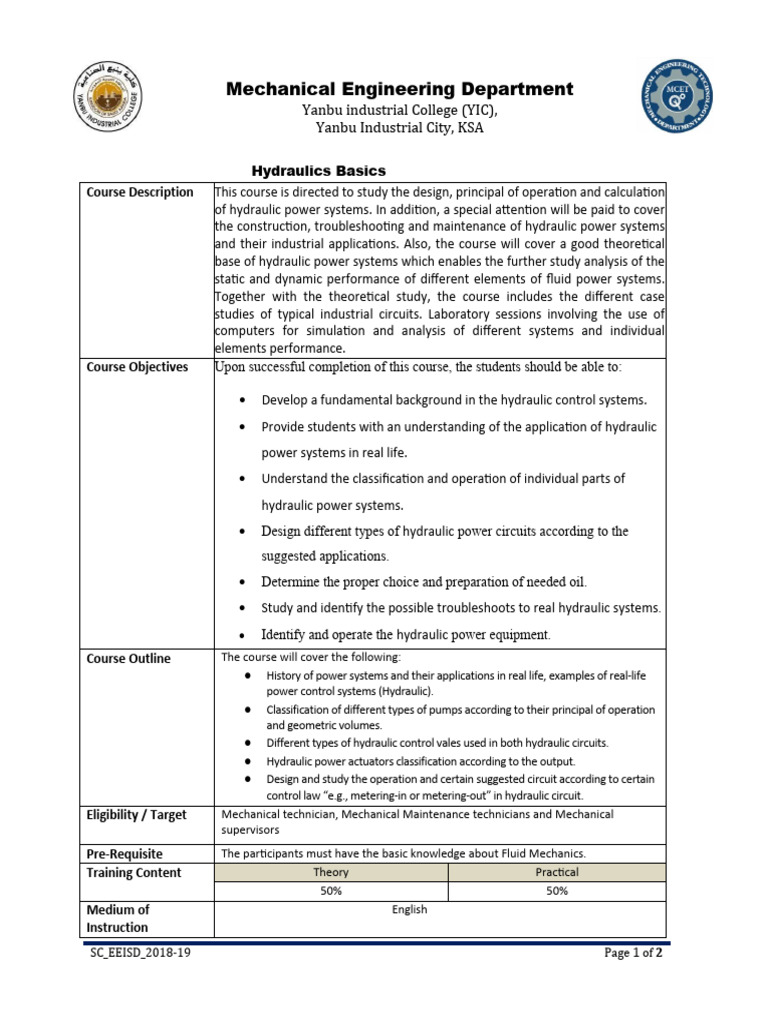 Hydraulic Short Course PDF Hydraulics Engineering