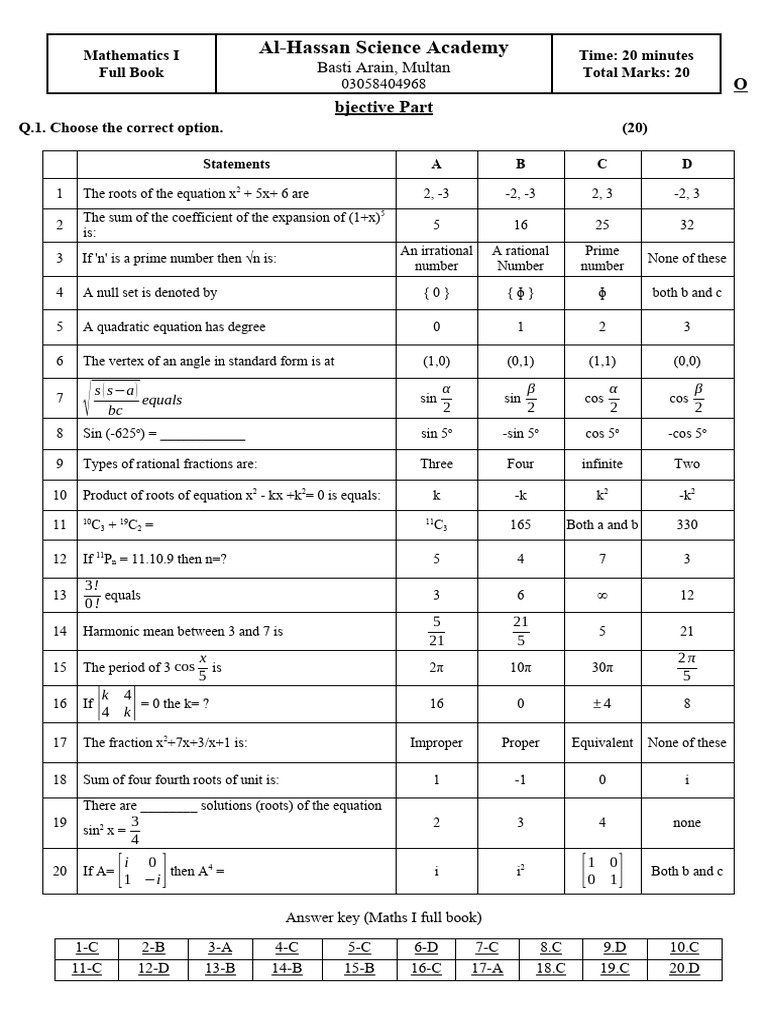 Maths 1st Year Ex 6.1