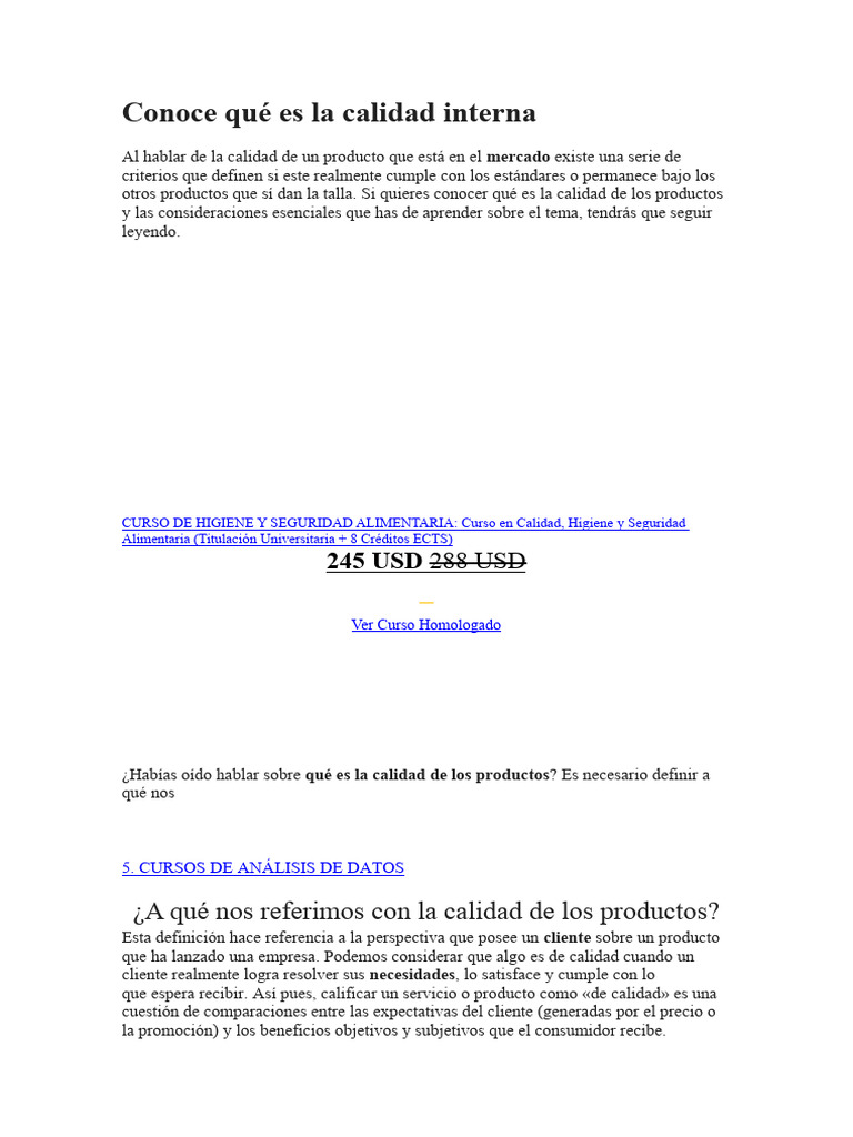Calidad De Los Producto Pdf Calidad Comercial Producto Negocio