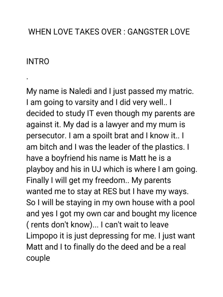 WHEN LOVE TAKES Over GANGSTER LOVE111 PDF