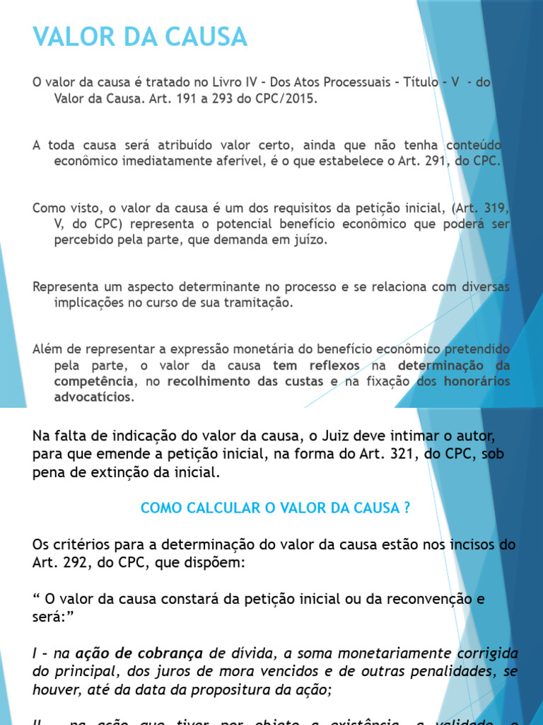 Como Calcular o Valor da Causa no CPC | PDF | Direito
