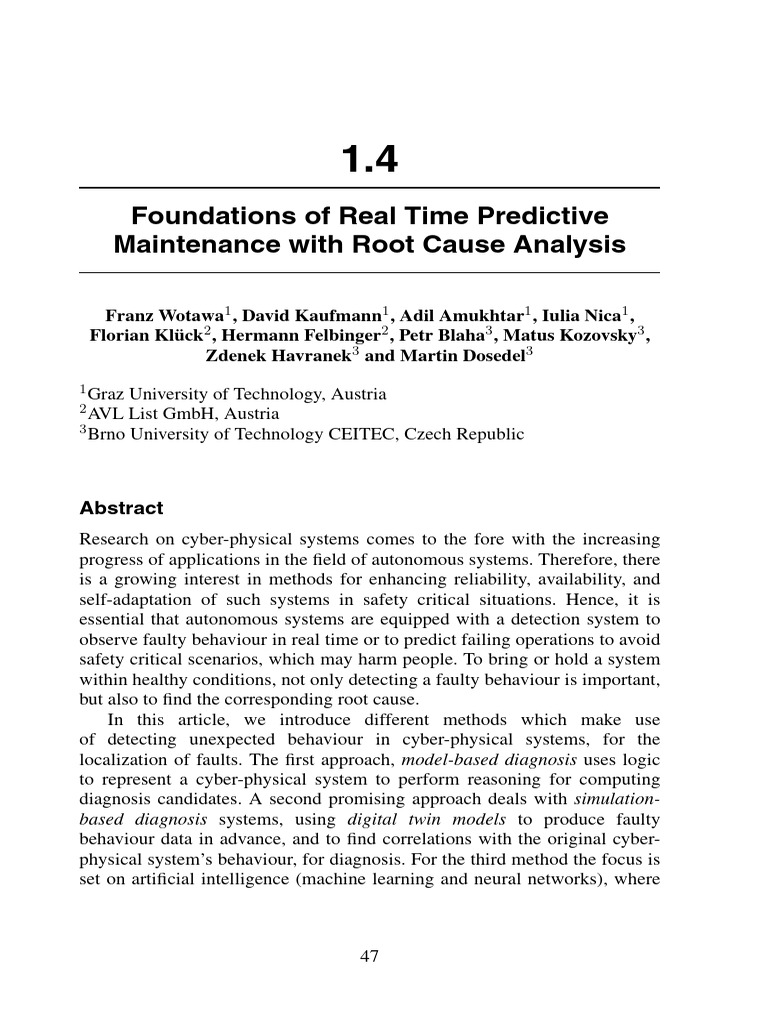 Predictive Maintenance With Root Cause Analysis Pdf Machine