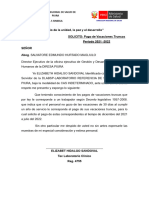 "Año de La Unidad, La Paz y El Desarrollo" SOLICITO: Pago de Vacaciones Truncas Periodo 2021 - 2022 Señor Abog. Salvatore Edmundo Hurtado Magliulo