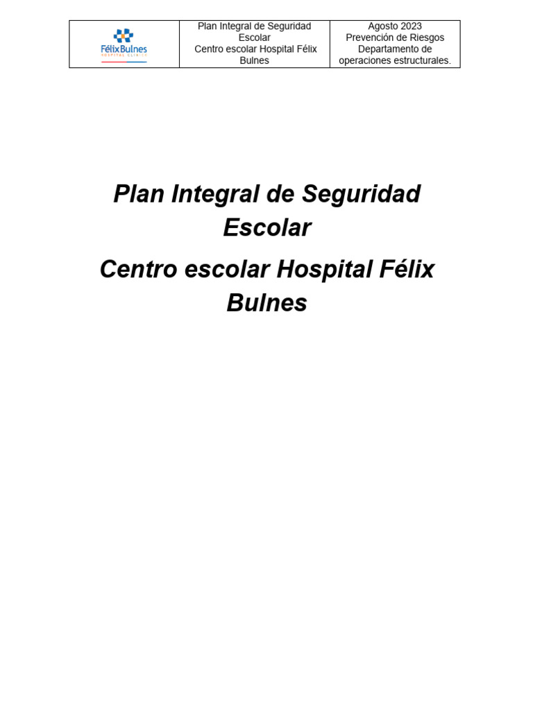 Plan Integral de Seguridad Escolar HFB | Descargar gratis PDF ...