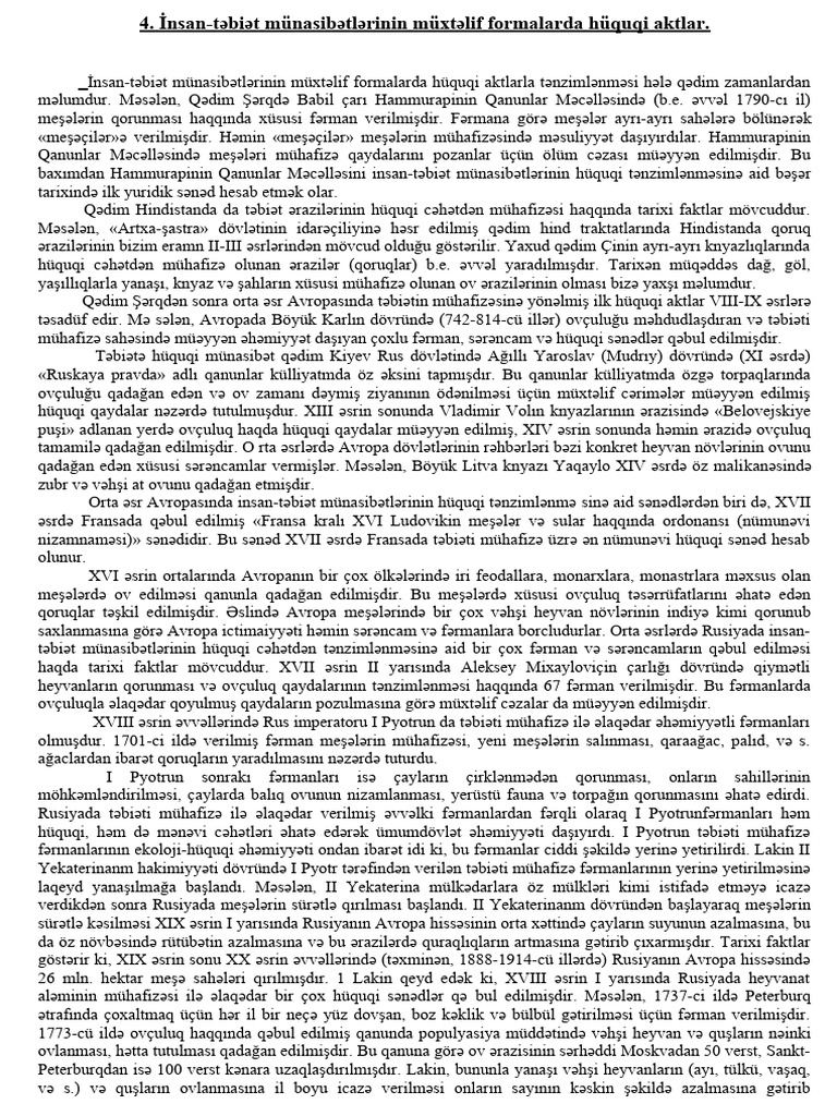İnsan-Təbiət Münasibətlərinin Müxtəlif Formalarda Hüquqi Aktlar. | PDF
