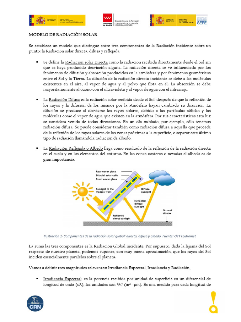 Componentes de la Radiación Solar | PDF | Dom | Tierra