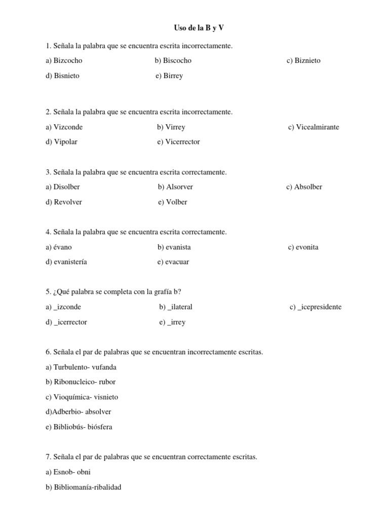 Uso Correcto de B y V en Español | PDF | Artes del Lenguaje y Comunicación