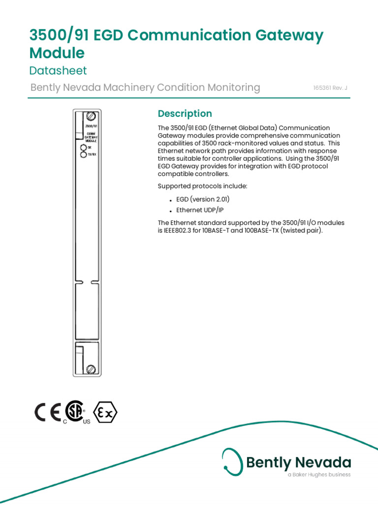3500-91 EGD Communications Gateway Module Datasheet - 165361 | PDF ...
