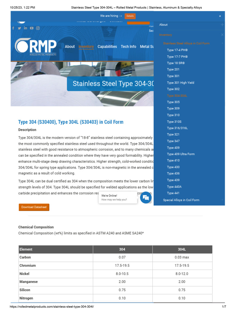 All About 304 Steel (Properties, Strength, and Uses) | PDF | Stainless ...