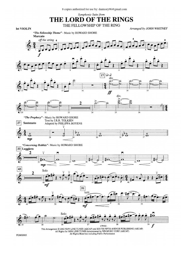 lord of the rings soundtrack violin