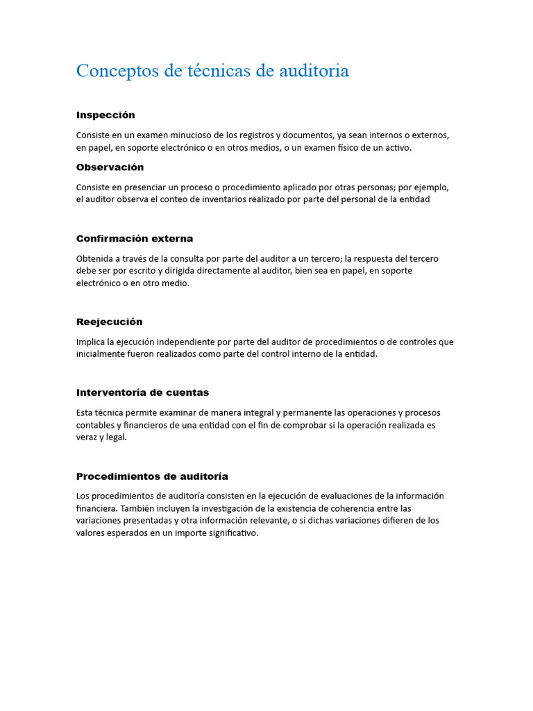 Conceptos De Técnicas De Auditoria Descargar Gratis Pdf Auditoría