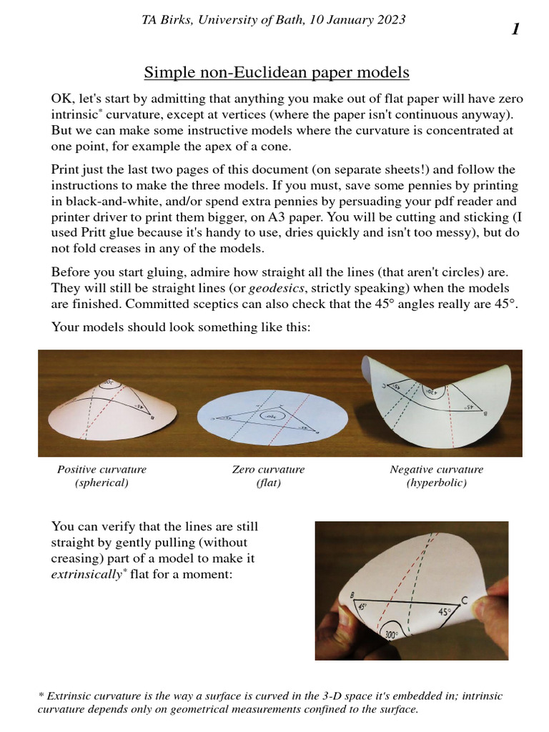 Non Euclidean Paper Models | PDF | Curvature | Hyperbolic Geometry