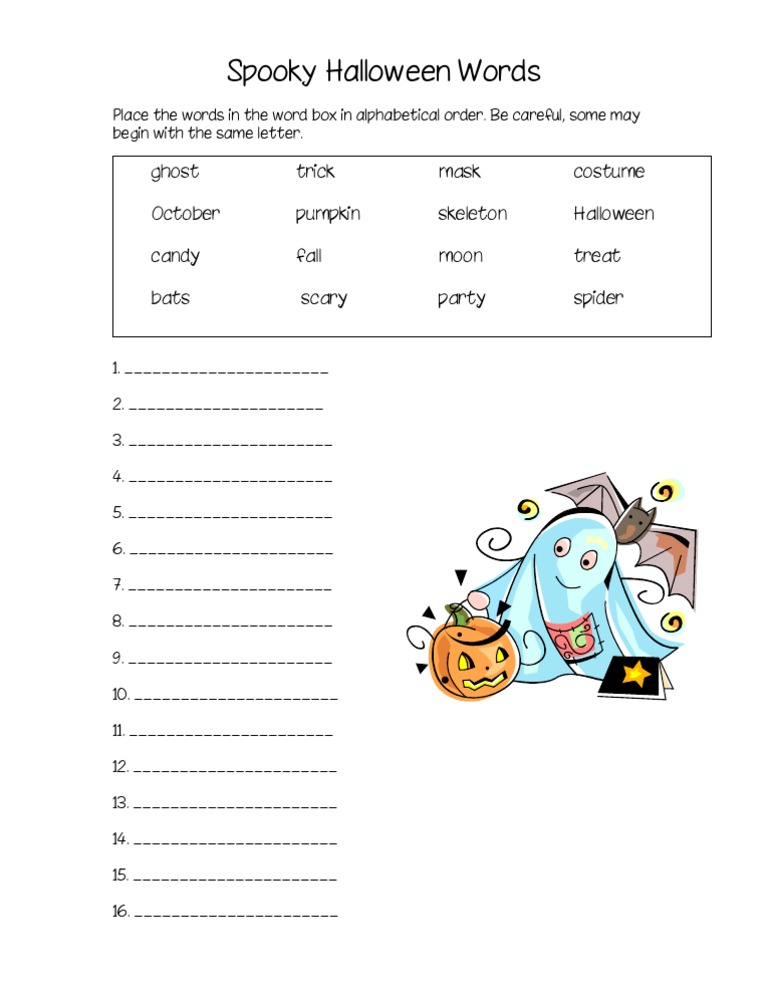 Spooky Halloween Words ABC PDF