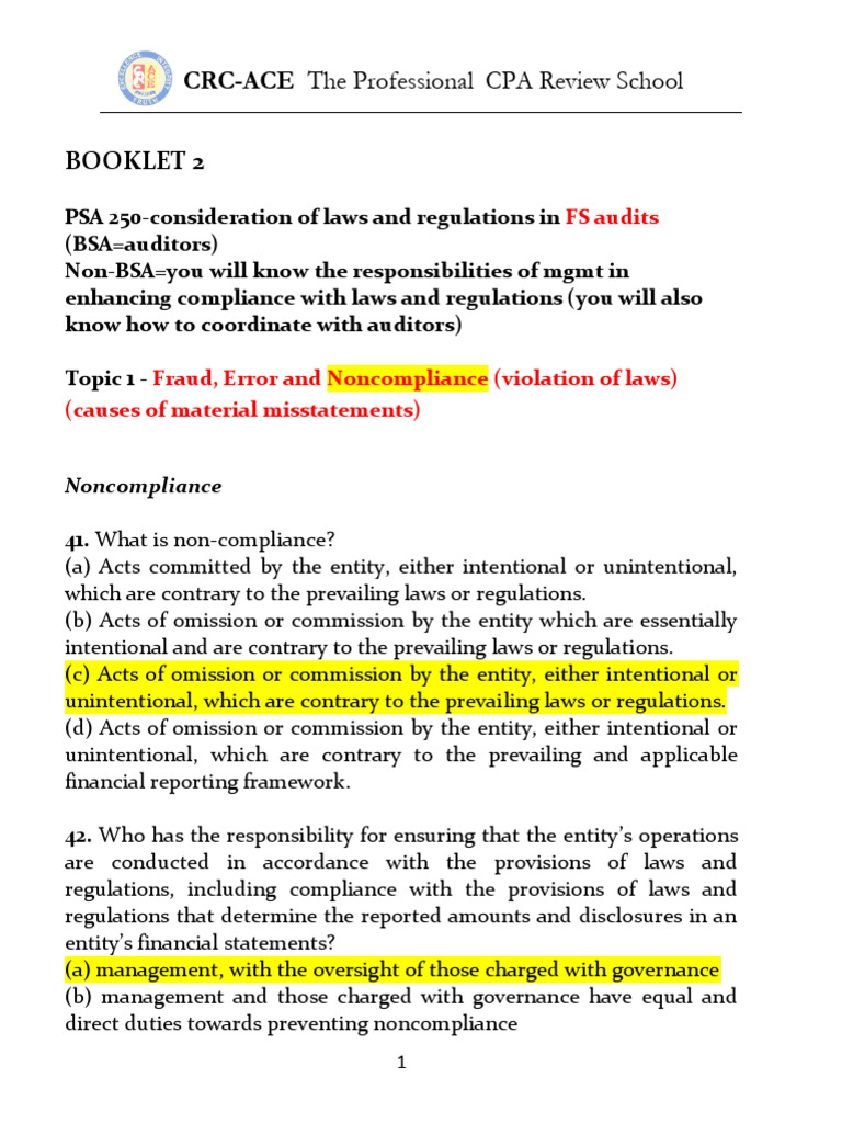 psa-250-mcq-pdf-regulatory-compliance-audit