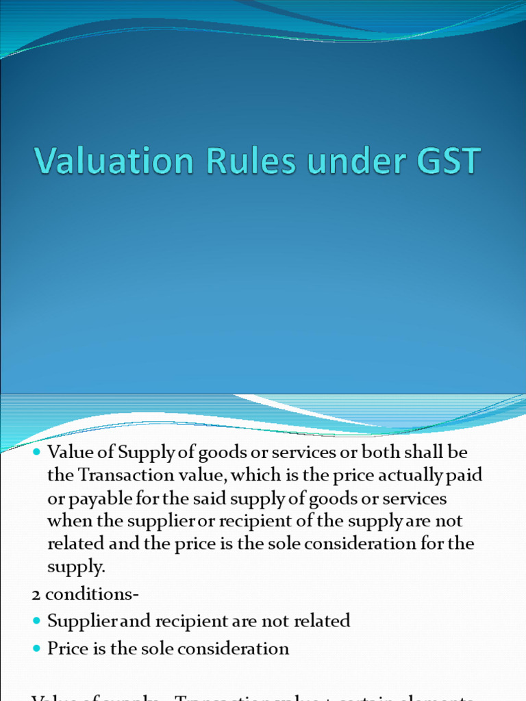 UNIT 2 (5) Valuation Rules PDF Insurance Value Added Tax