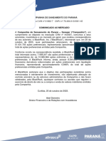 Registro Na CVM Nº 01862-7 CNPJ Nº 76.484.013/0001-45: Companhia de Saneamento Do Paraná