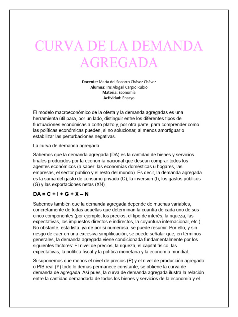 Curva de La Demanda Agregada | PDF | La demanda agregada | Tipo de cambio