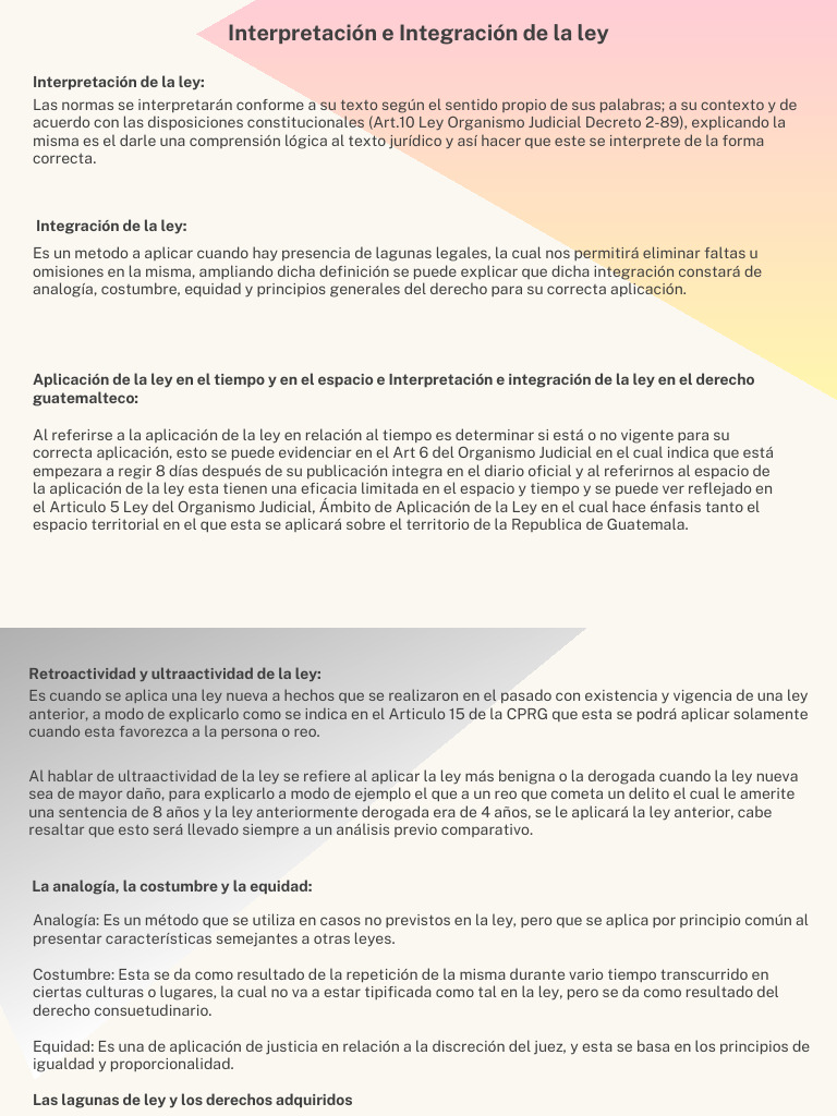 Interpretación e Integración de la Ley en Guatemala | PDF | Analogía ...