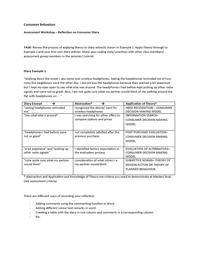 Analyzing Consumer Behavior Diaries | PDF | Consumer Behaviour ...