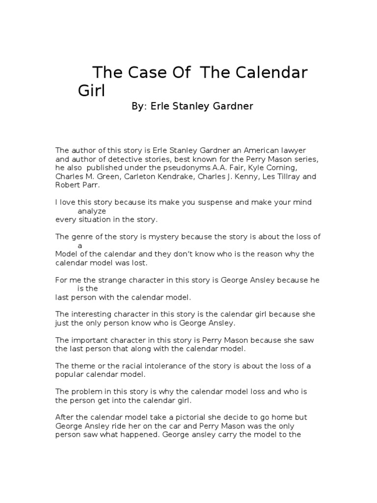 The Case of the Calendar Girl Leisure Fiction & Literature