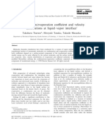 Condensation Evaporation Coeffi Cient and Velocity Distributions at Liquid Vapor Interface