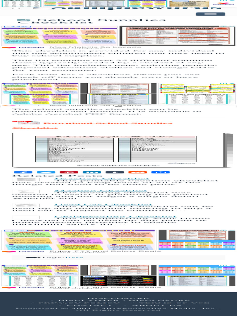 School Supplies Checklist Pdf