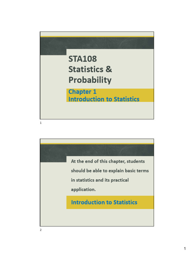 STA108: Intro to Statistics Overview | PDF | Sampling (Statistics ...