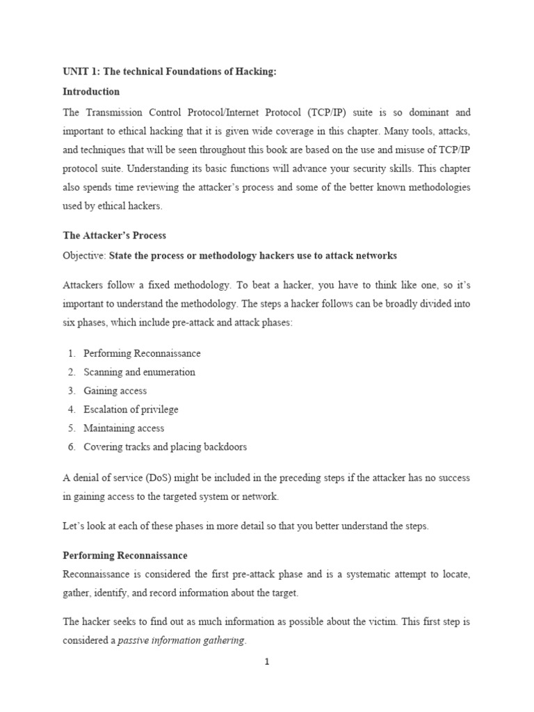 UNIT 1 - The Technical Foundations of Hacking | PDF | Security ...