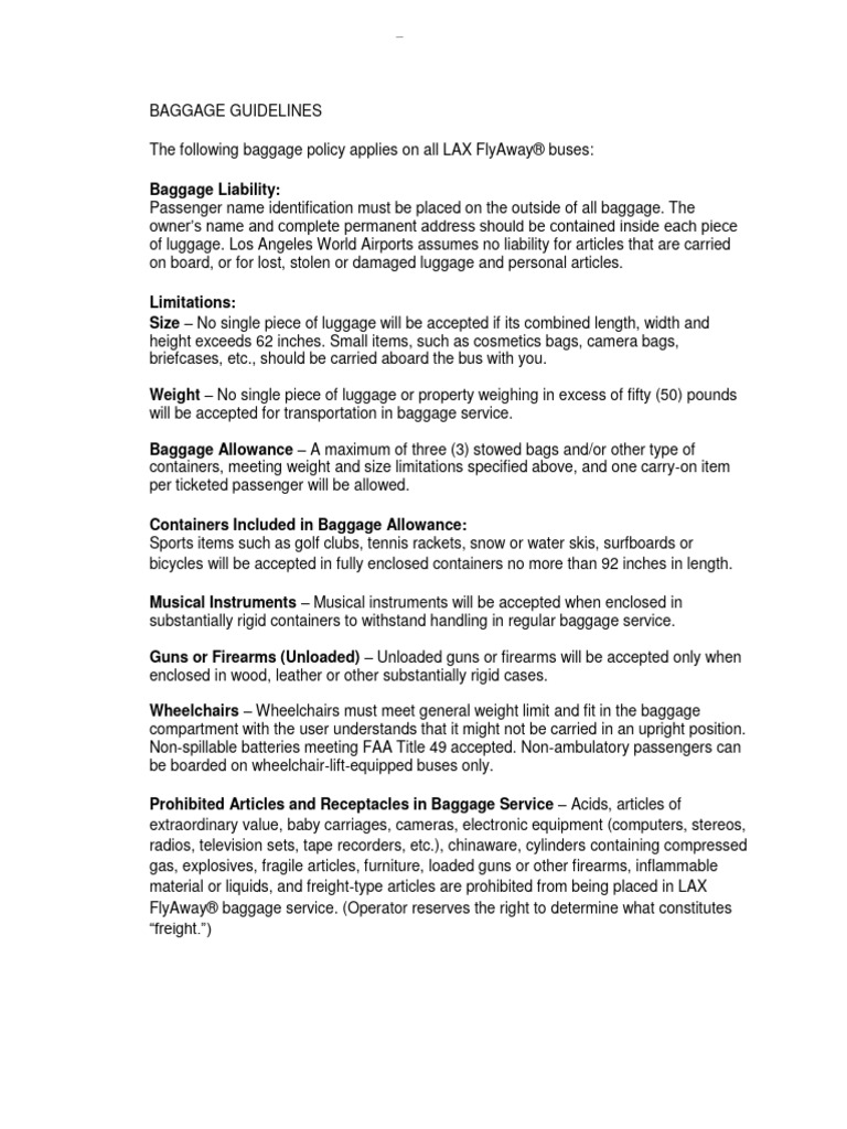 Baggage Guidelines PDF
