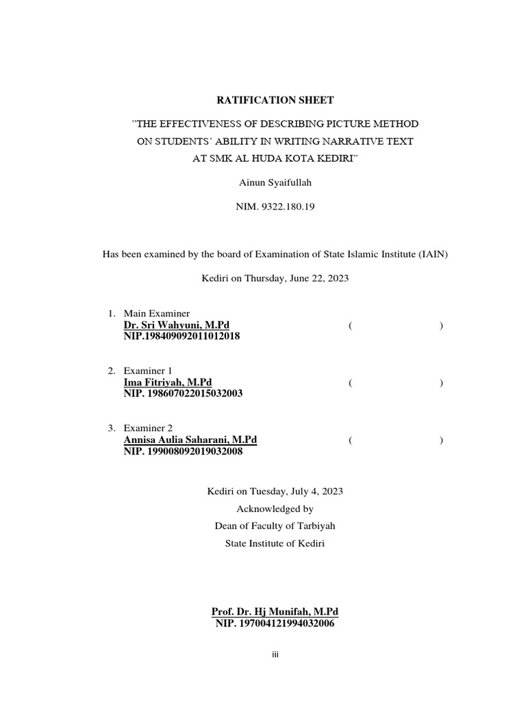 Ratification Sheet PDF