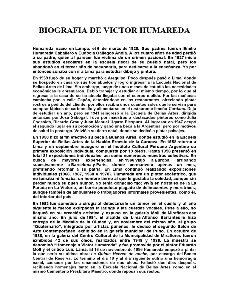 Biografía de Víctor Humareda | PDF | Clásicos