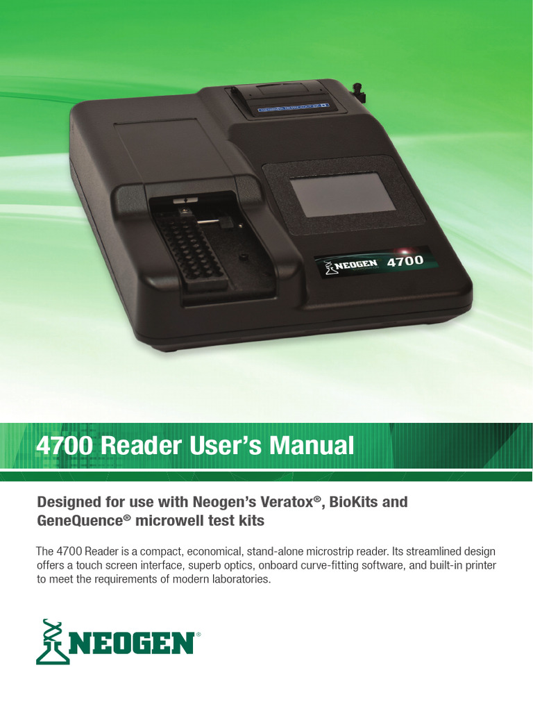 Neogen Reader Manual 4700 - 9303 - Insert2 | PDF