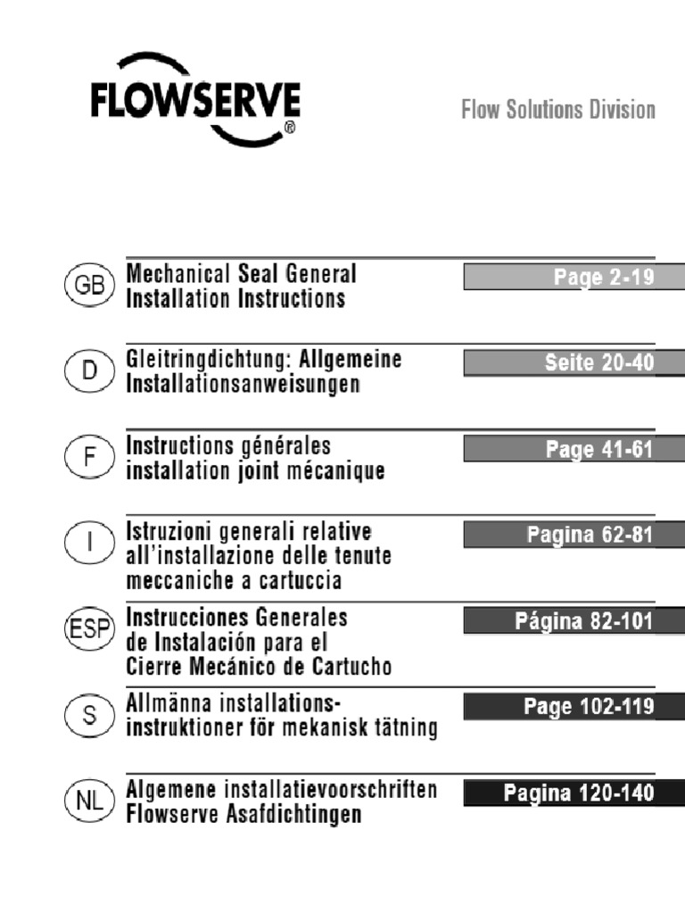 Mechanical Seal General Installation Instructions - Manualzz | PDF