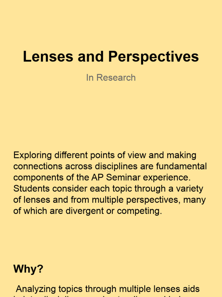 Lenses and Perspectives PDF
