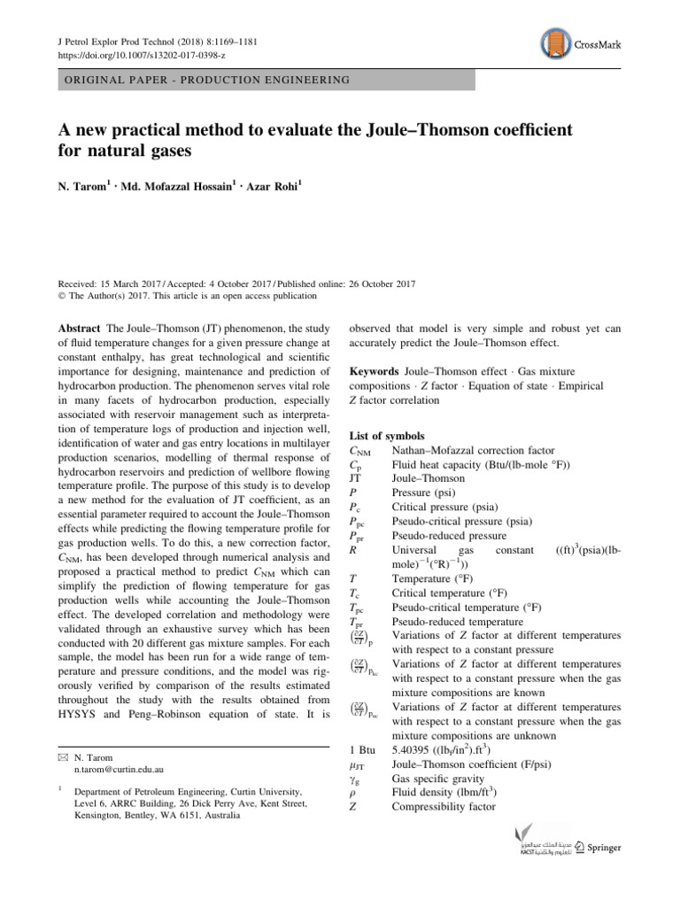 A new practical method to evaluate the joule thomson coefficient for