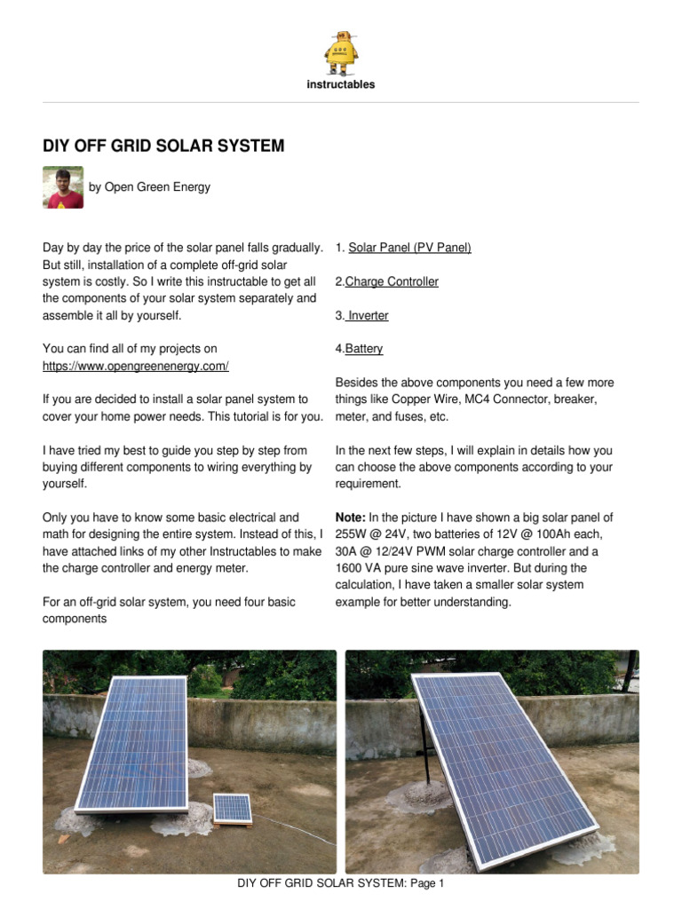 Diy Off Grid Solar System | PDF