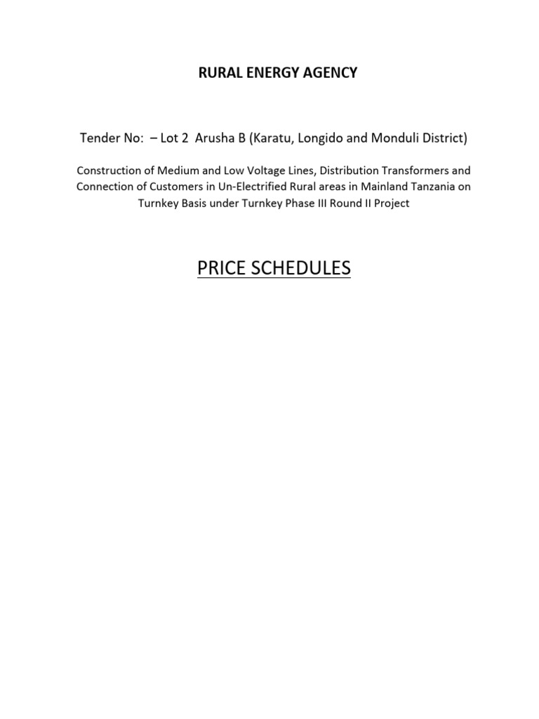 Tanzania Rural Electrification Tender | PDF | Transformer | Insulator ...