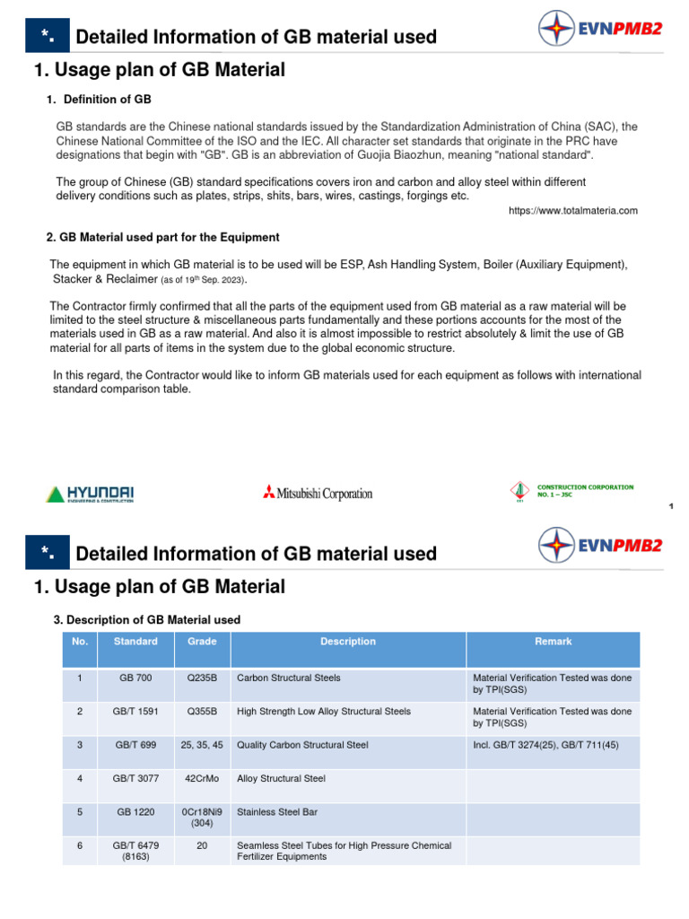 GB Material Standards for Equipment Use | PDF | Structural Steel | Steel