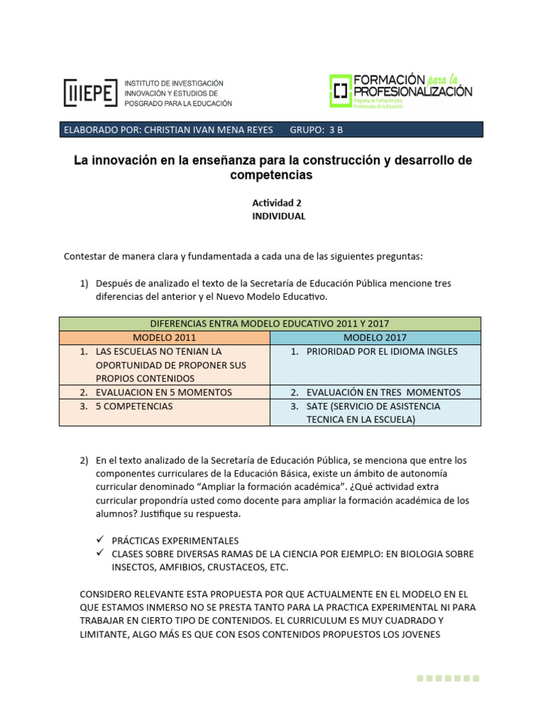 Copia De Actividad 2 Individual Pdf Enseñando Plan De Estudios