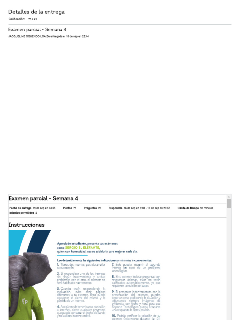 Examen Parcial Semana 4: Detalles y Entrega | PDF