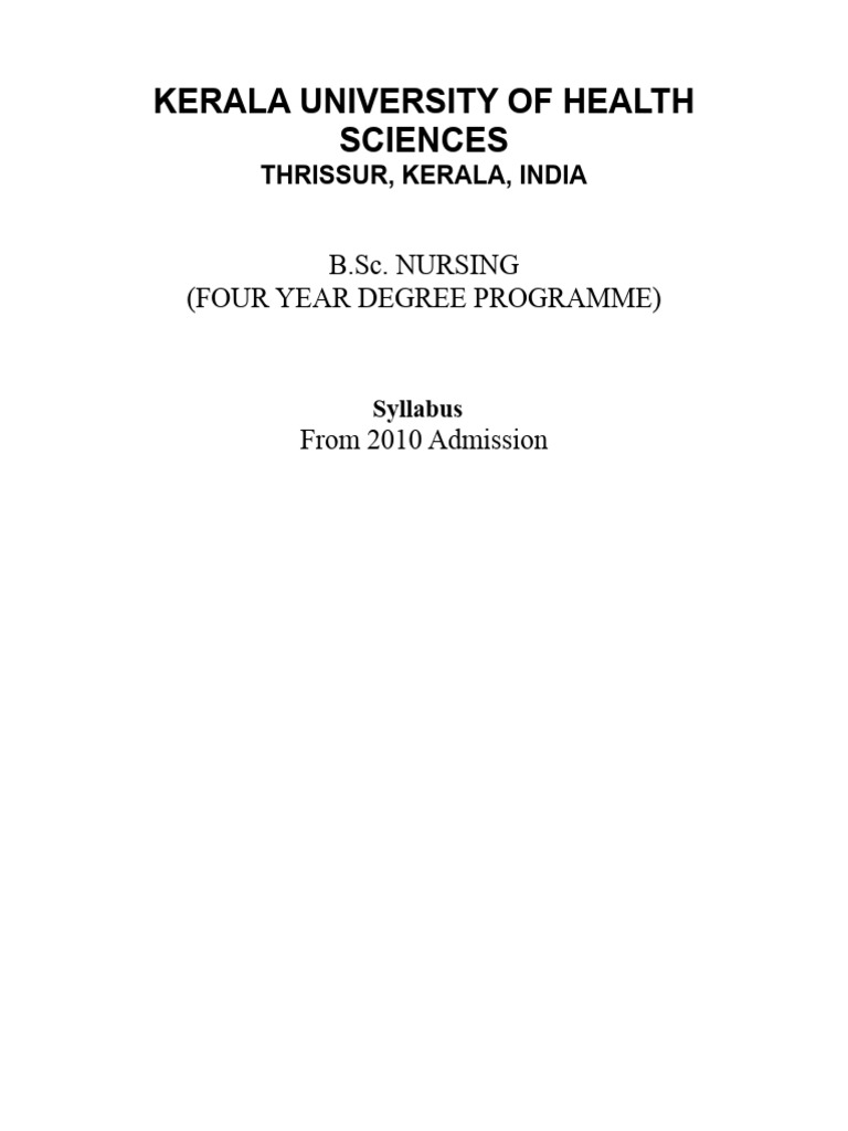 2010 KUHS B.SC (N) Syllabus PDF Lymphatic System Nursing
