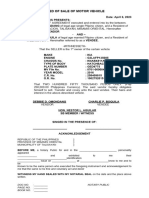 Deed of Sale of Motor Vehicle Kia Picanto