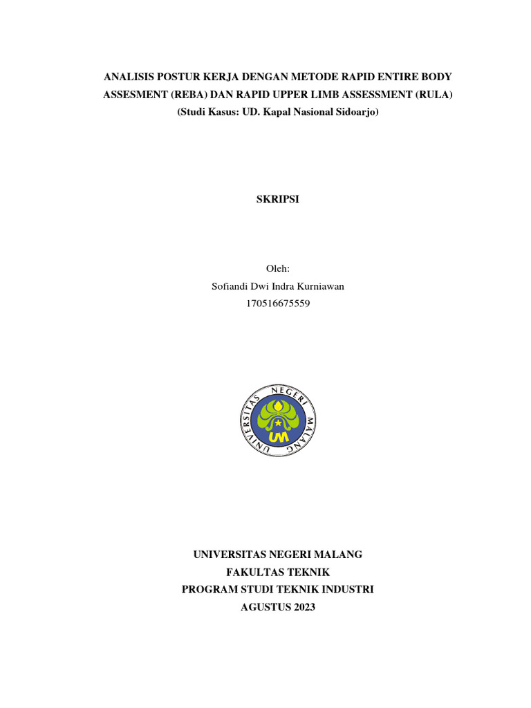 Analisis Postur Kerja: Metode REBA & RULA | PDF | Teknologi & Rekayasa