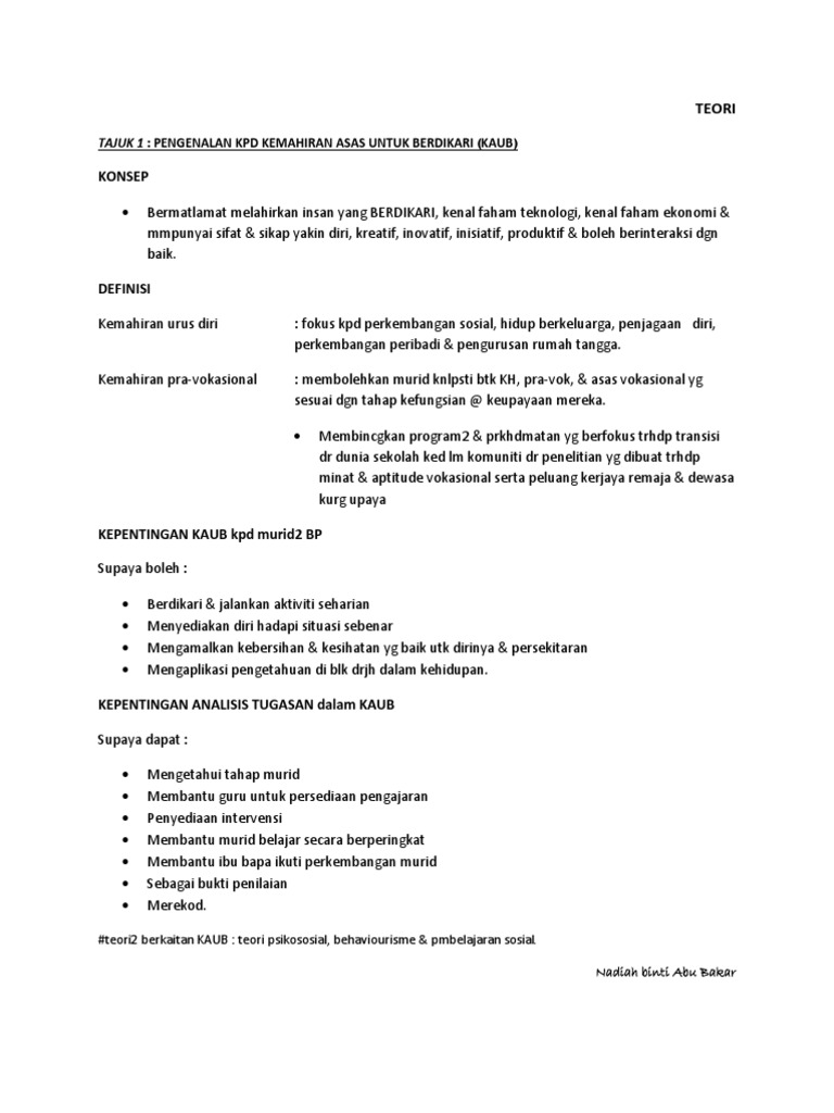 Kemahiran Asas Untuk Berdikari 1 Pdf