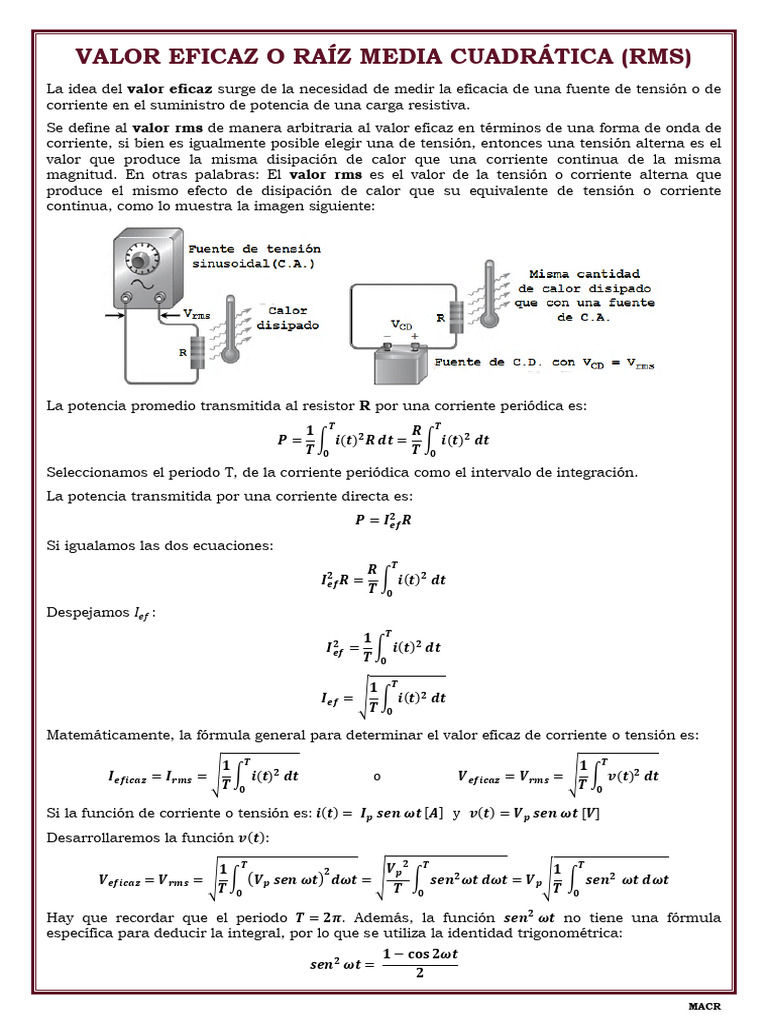 Anexo 2 Valor Rms (Eficaz) | PDF | voltaje | Corriente eléctrica