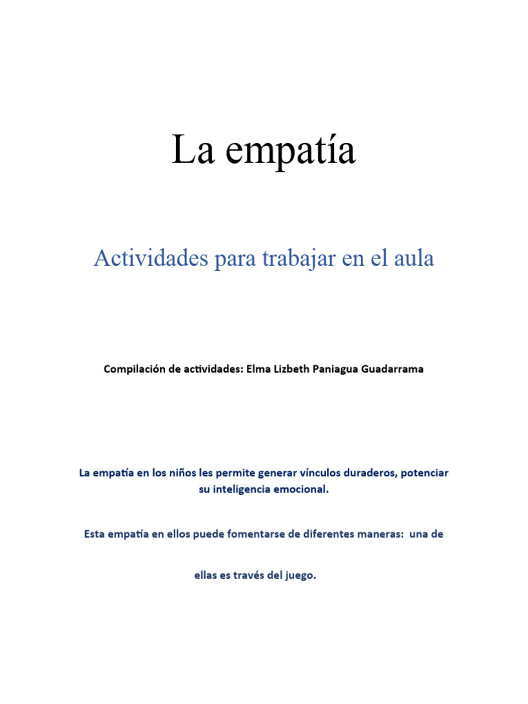 Actividades para Fomentar la Empatía Infantil | PDF | Empatía | Las ...