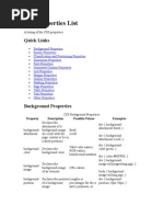 CSS Properties List