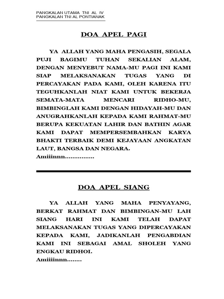 Doa Apel Pagi dan Siang TNI AL | PDF