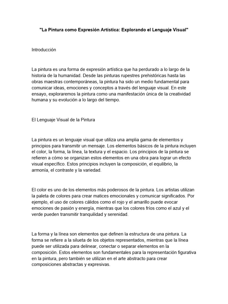 La Pintura Como Expresión Artística | PDF | Pinturas | Arte abstracto