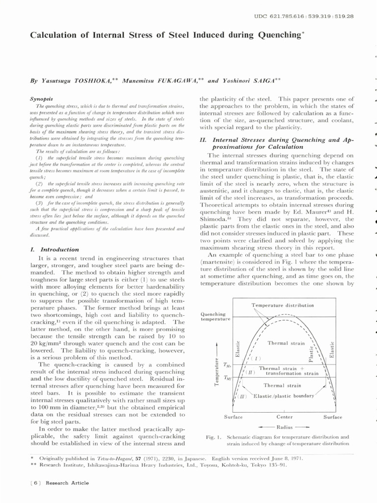 Calculation of Internal Stress of Steel Induced During Quenching | PDF ...